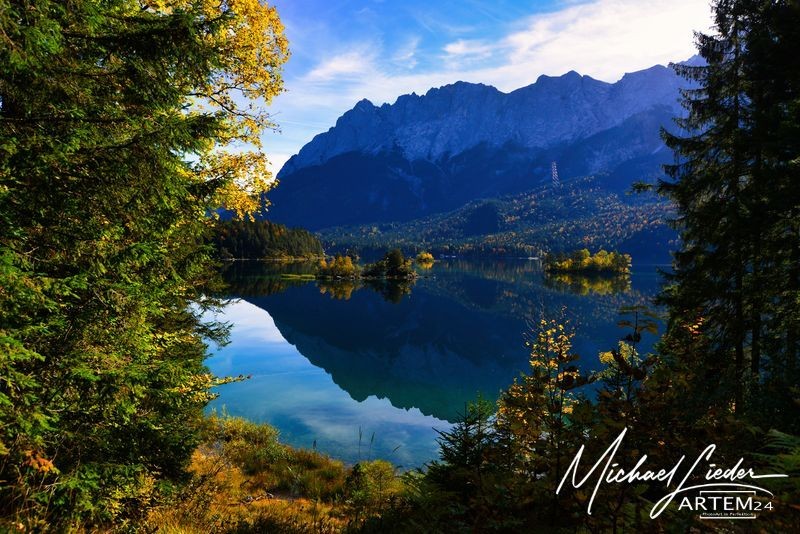 Herbststimmung Spiegelungen Zugspitze 